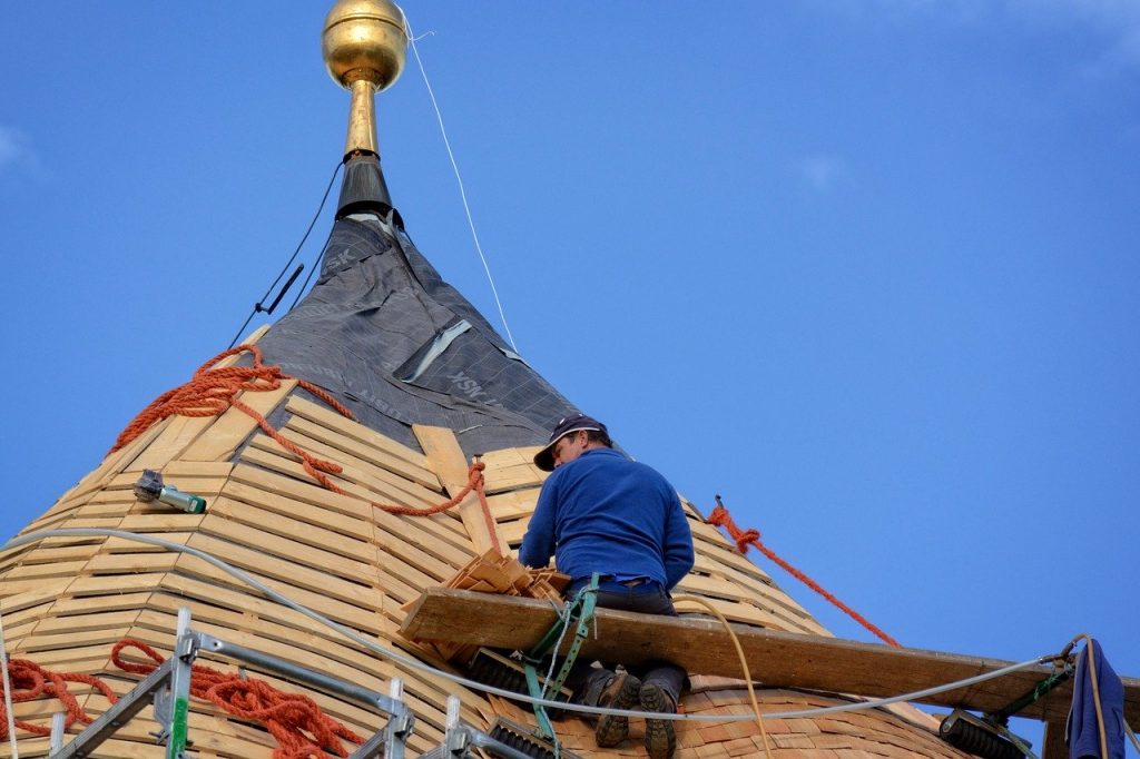 Construction worker on the roof